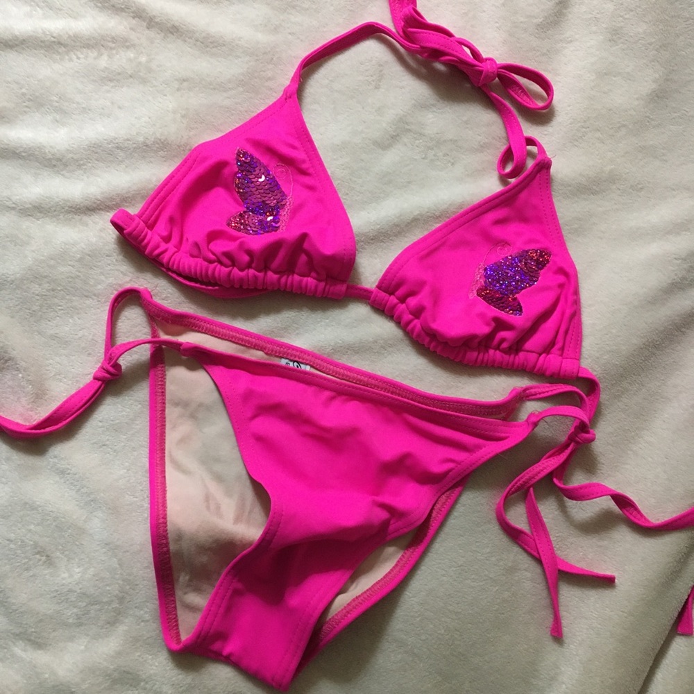 NWOT Hot Pink Butterfly Bikini
